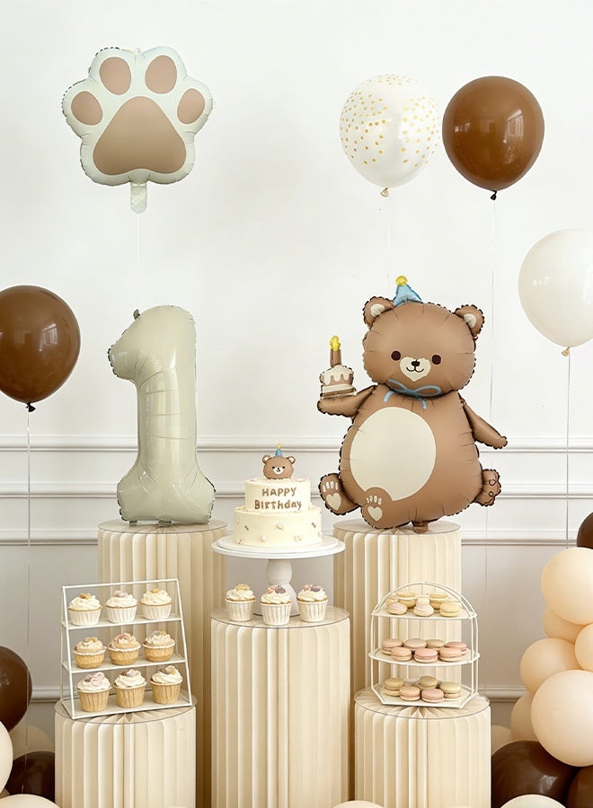 1st Birthday Party Decoration Supplies 32 Inch Matte Brown Color Digital Bear Aluminum Film Balloon Set Cute Aluminum Film Balloon Birthday Party Decorations - Image 5